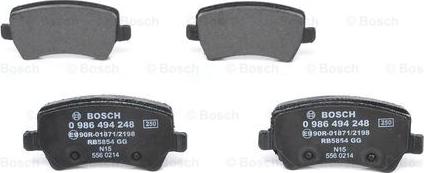 BOSCH 0 986 494 248 - Brake Pad Set, disc brake autospares.lv