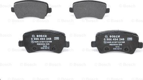 BOSCH 0 986 494 248 - Brake Pad Set, disc brake autospares.lv