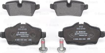 BOSCH 0 986 494 242 - Brake Pad Set, disc brake autospares.lv