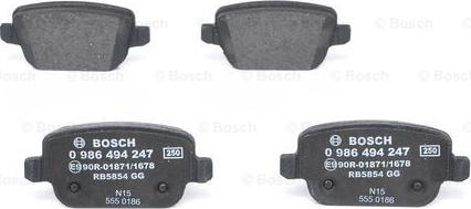 BOSCH 0 986 494 247 - Brake Pad Set, disc brake autospares.lv