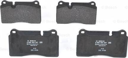 BOSCH 0 986 494 207 - Brake Pad Set, disc brake autospares.lv