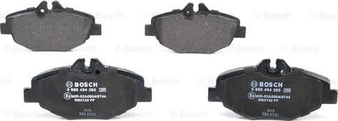 BOSCH 0 986 494 285 - Brake Pad Set, disc brake autospares.lv