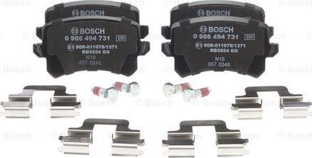 BOSCH 0 986 494 731 - Brake Pad Set, disc brake autospares.lv