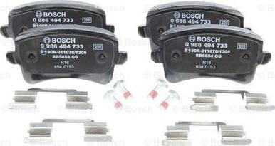 BOSCH 0 986 494 733 - Brake Pad Set, disc brake autospares.lv