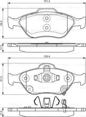 BOSCH 0 986 495 093 - Brake Pad Set, disc brake autospares.lv