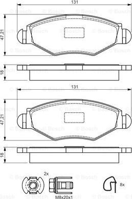 BOSCH 0 986 495 052 - Brake Pad Set, disc brake autospares.lv