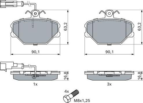 BOSCH 0 986 491 050 - Brake Pad Set, disc brake autospares.lv