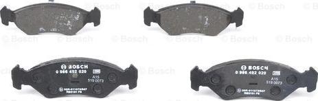 BOSCH 0 986 492 020 - Brake Pad Set, disc brake autospares.lv