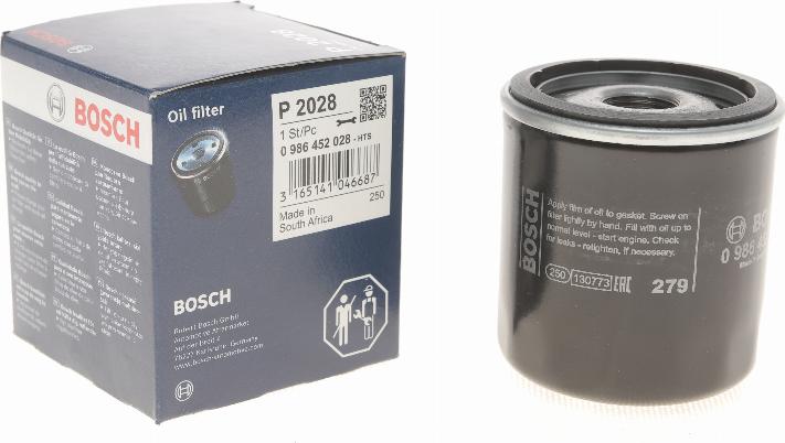 BOSCH 0 986 452 028 - Oil Filter autospares.lv