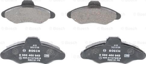 BOSCH 0 986 460 949 - Brake Pad Set, disc brake autospares.lv