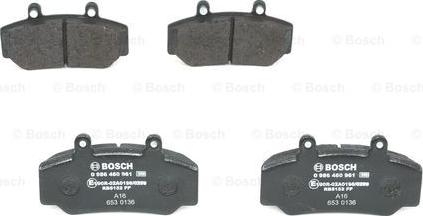 BOSCH 0 986 460 961 - Brake Pad Set, disc brake autospares.lv