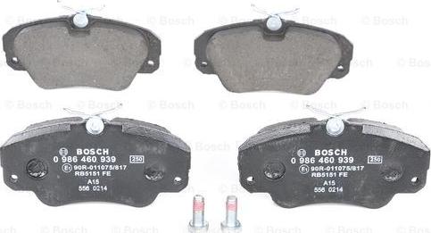 BOSCH 0 986 460 939 - Brake Pad Set, disc brake autospares.lv