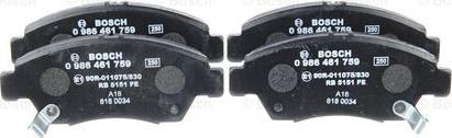 BOSCH 0 986 461 759 - Brake Pad Set, disc brake autospares.lv