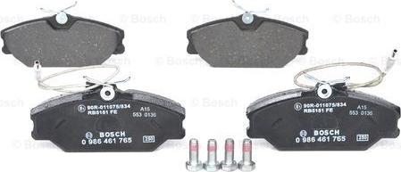 BOSCH 0 986 461 765 - Brake Pad Set, disc brake autospares.lv