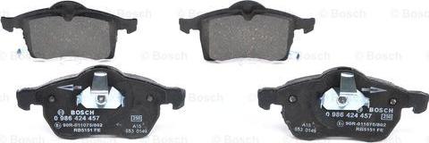 BOSCH 0 986 424 457 - Brake Pad Set, disc brake autospares.lv