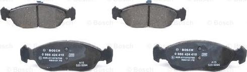 BOSCH 0 986 424 410 - Brake Pad Set, disc brake autospares.lv