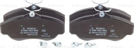BOSCH 0 986 424 565 - Brake Pad Set, disc brake autospares.lv
