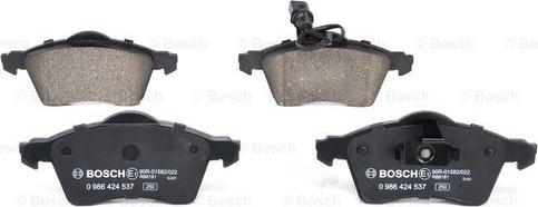 BOSCH 0 986 424 537 - Brake Pad Set, disc brake autospares.lv