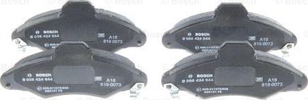 BOSCH 0 986 424 644 - Brake Pad Set, disc brake autospares.lv
