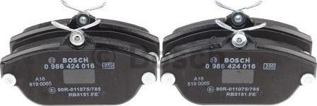 BOSCH 0 986 424 016 - Brake Pad Set, disc brake autospares.lv