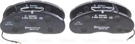 BOSCH 0 986 424 080 - Brake Pad Set, disc brake autospares.lv