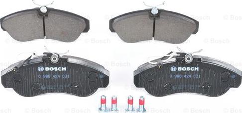 BOSCH 0 986 424 031 - Brake Pad Set, disc brake autospares.lv