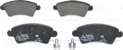 BOSCH 0 986 424 801 - Brake Pad Set, disc brake autospares.lv