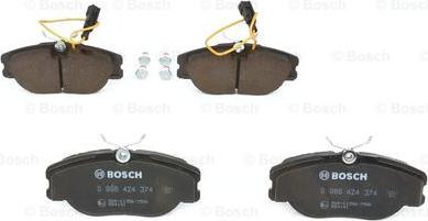 BOSCH 0 986 424 374 - Brake Pad Set, disc brake autospares.lv