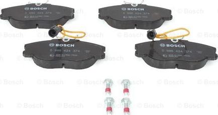 BOSCH 0 986 424 374 - Brake Pad Set, disc brake autospares.lv