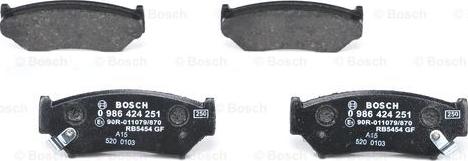 BOSCH 0 986 424 251 - Brake Pad Set, disc brake autospares.lv