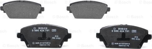 BOSCH 0 986 424 791 - Brake Pad Set, disc brake autospares.lv