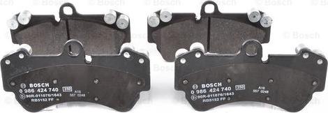 BOSCH 0 986 424 740 - Brake Pad Set, disc brake autospares.lv