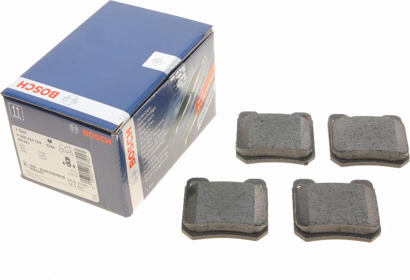 BOSCH 0 986 424 754 - Brake Pad Set, disc brake autospares.lv