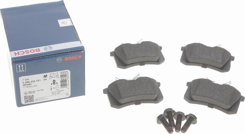 BOSCH 0 986 424 751 - Brake Pad Set, disc brake autospares.lv