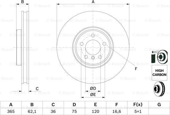 BOSCH 0 986 479 635 - Brake Disc autospares.lv