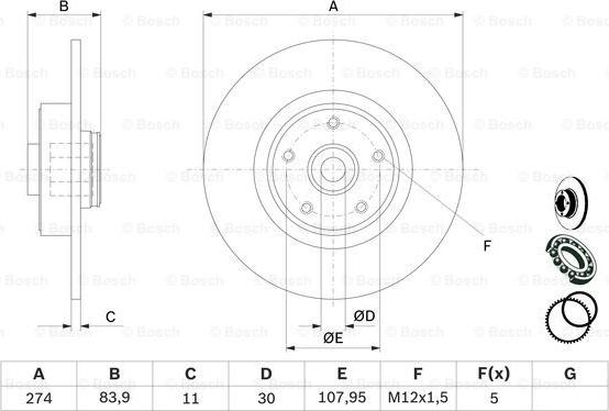 BOSCH 0 986 479 273 - Brake Disc autospares.lv