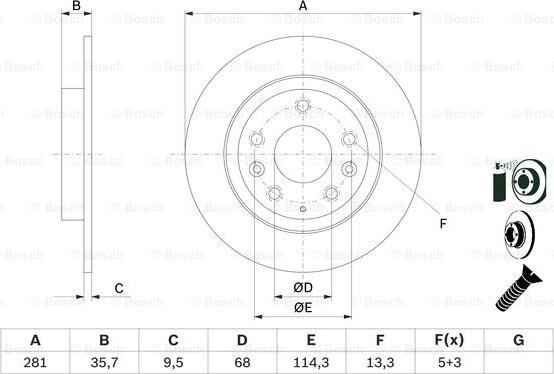 BOSCH 0 986 479 E55 - Brake Disc autospares.lv