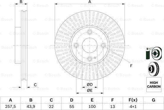 BOSCH 0 986 479 E56 - Brake Disc autospares.lv