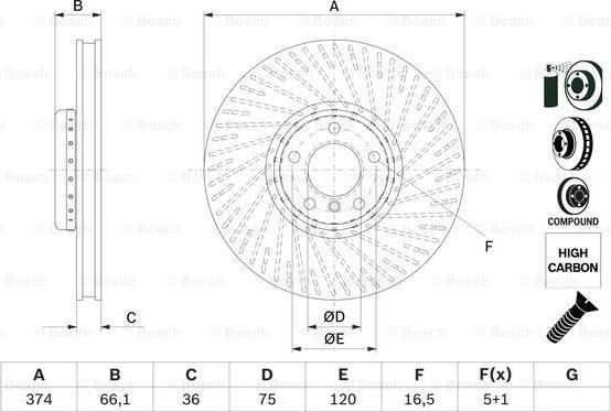 BOSCH 0 986 479 E63 - Brake Disc autospares.lv