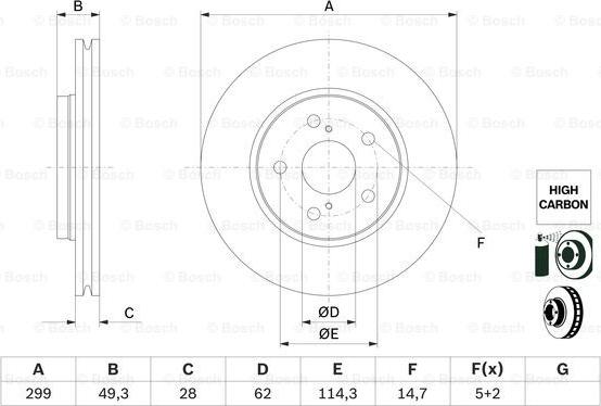 BOSCH 0 986 479 F49 - Brake Disc autospares.lv