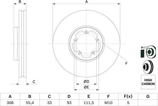 BOSCH 0 986 479 F46 - Brake Disc autospares.lv