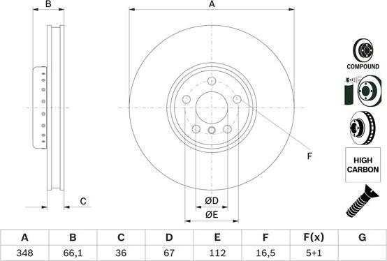 BOSCH 0 986 479 F58 - Brake Disc autospares.lv