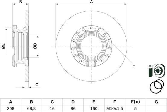 BOSCH 0 986 479 F62 - Brake Disc autospares.lv