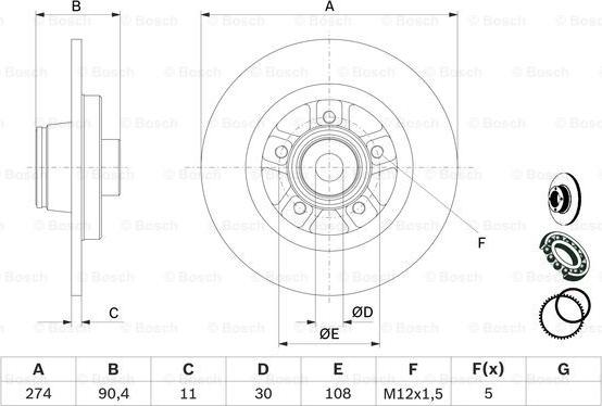 BOSCH 0 986 479 F30 - Brake Disc autospares.lv