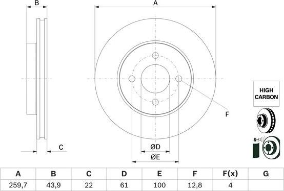 BOSCH 0 986 479 G95 - Brake Disc autospares.lv