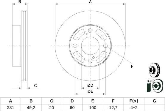 BOSCH 0 986 479 G91 - Brake Disc autospares.lv