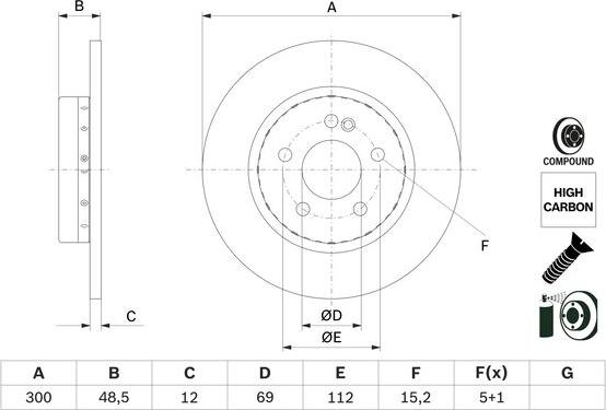 BOSCH 0 986 479 H49 - Brake Disc autospares.lv