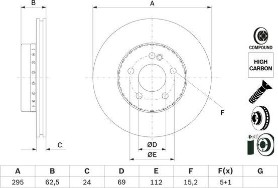 BOSCH 0 986 479 H45 - Brake Disc autospares.lv