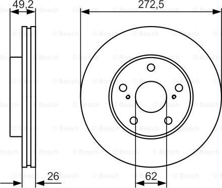 BOSCH 0 986 479 R45 - Brake Disc autospares.lv