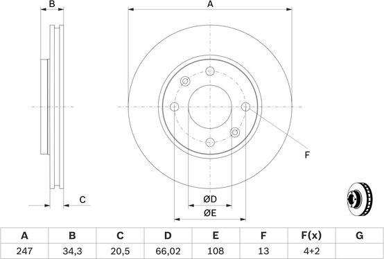 BOSCH 0 986 479 W62 - Brake Disc autospares.lv